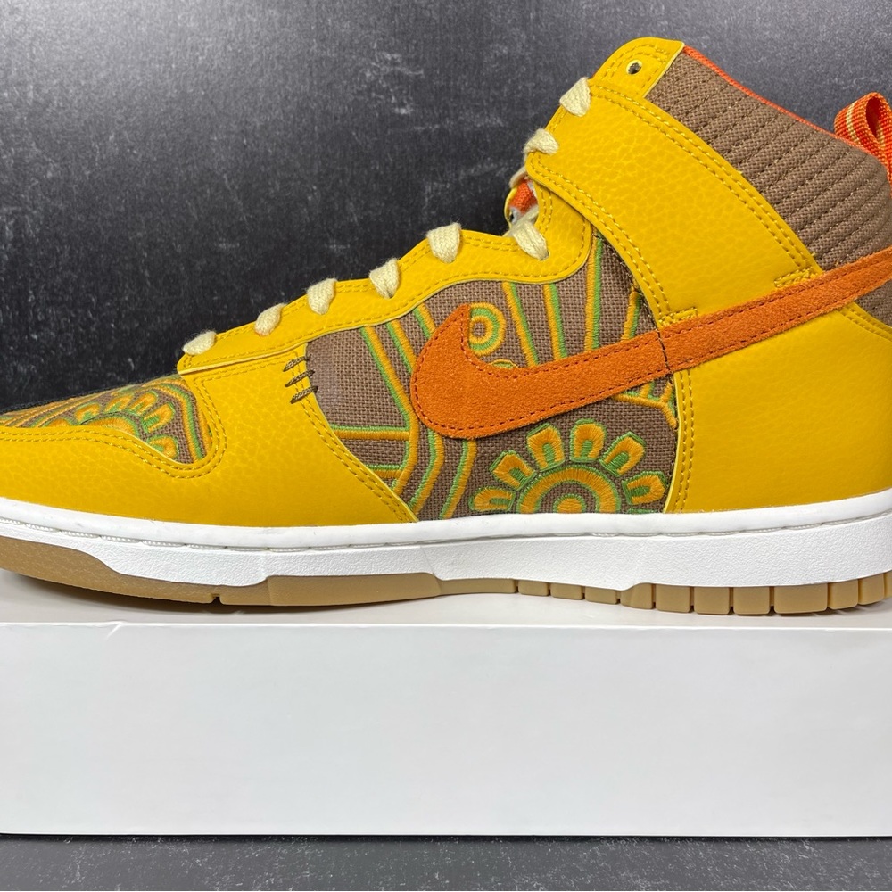 DUNK HIGH PRM SOMOS FAMILIA SHOES SIZE DIA DE MUERTOS GUM SOLE GOLD ORANGE BLACK - Picture 9 of 11
